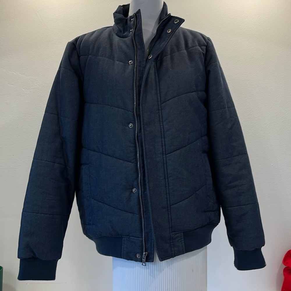 Banana Republic cotton denim-like puffer navy blue inside & outside pocket SZ M
